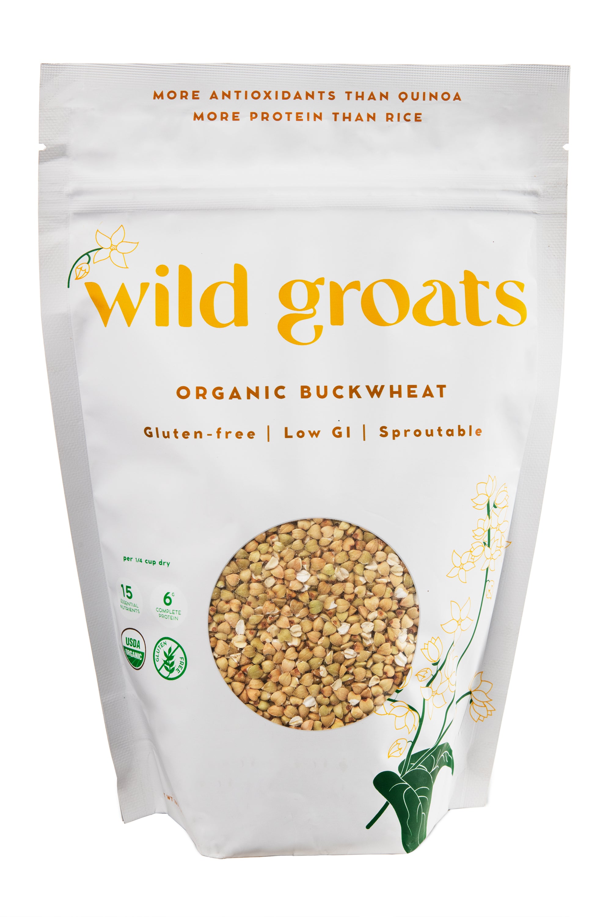 Wild Groats buckwheat groats bag front view