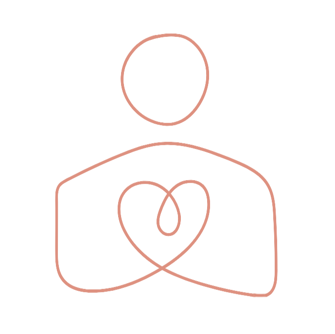 Line art of human with hands in form of heart