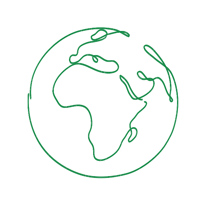 line art of planet earth in green